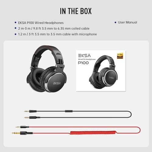 EKSA P100 Wired Over-Ear DJ Headphones with Microphone