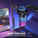 FIFINE Podcast Mic Set with RGB Gaming Headset & Boom Arm