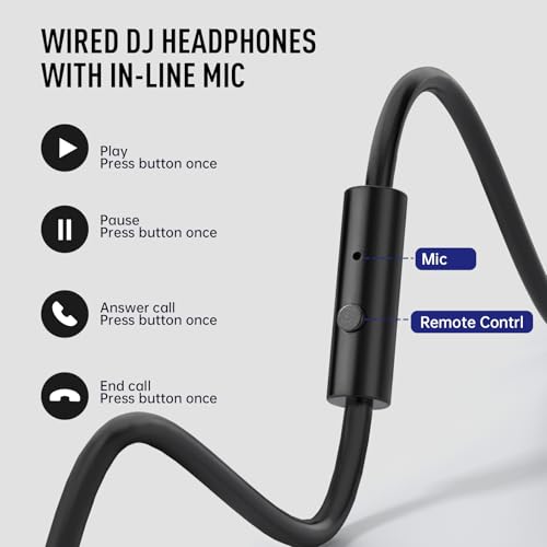 EKSA P100 Wired Over-Ear DJ Headphones with Microphone