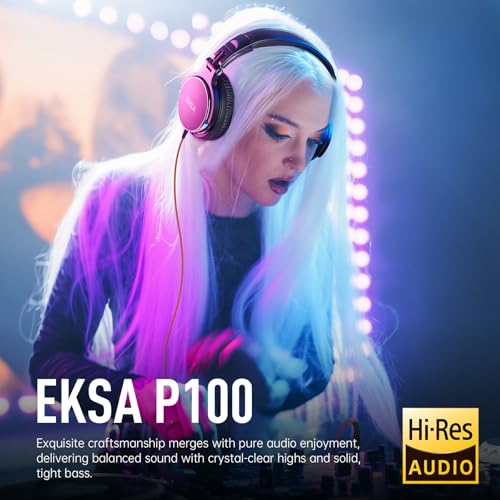 EKSA P100 Wired Over-Ear DJ Headphones with Microphone