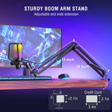 FIFINE Podcast Mic Set with RGB Gaming Headset & Boom Arm