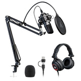 MAONO Condenser Podcast Mic & Studio Headphone Set