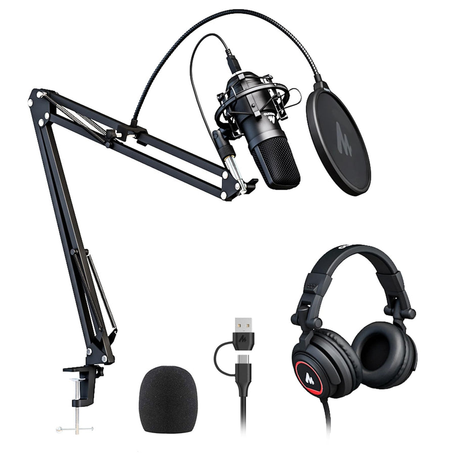 MAONO Condenser Podcast Mic & Studio Headphone Set