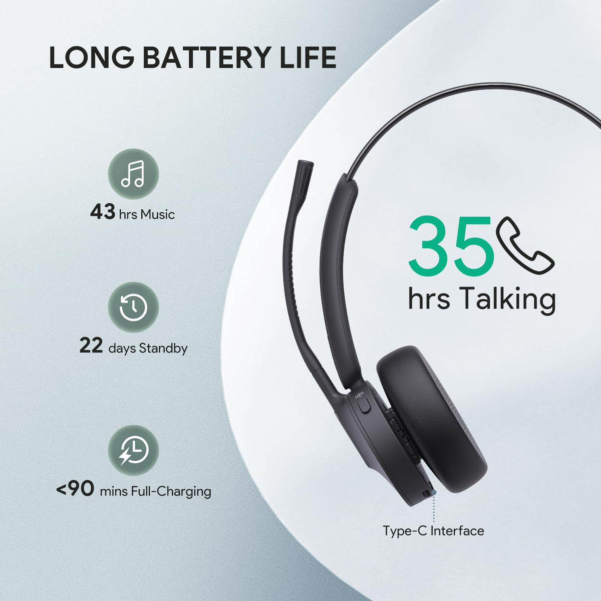 Yealink BH70 Wireless Bluetooth Headset with Microphone for Work