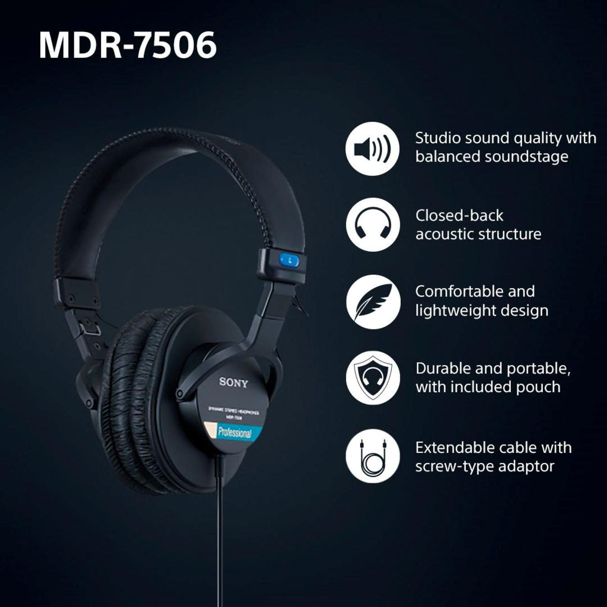 Sony MDR7506 Professional Studio Monitor Headphones