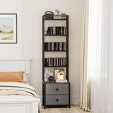 5-Tier CD/DVD Storage Rack with Drawer and Book Stoppers