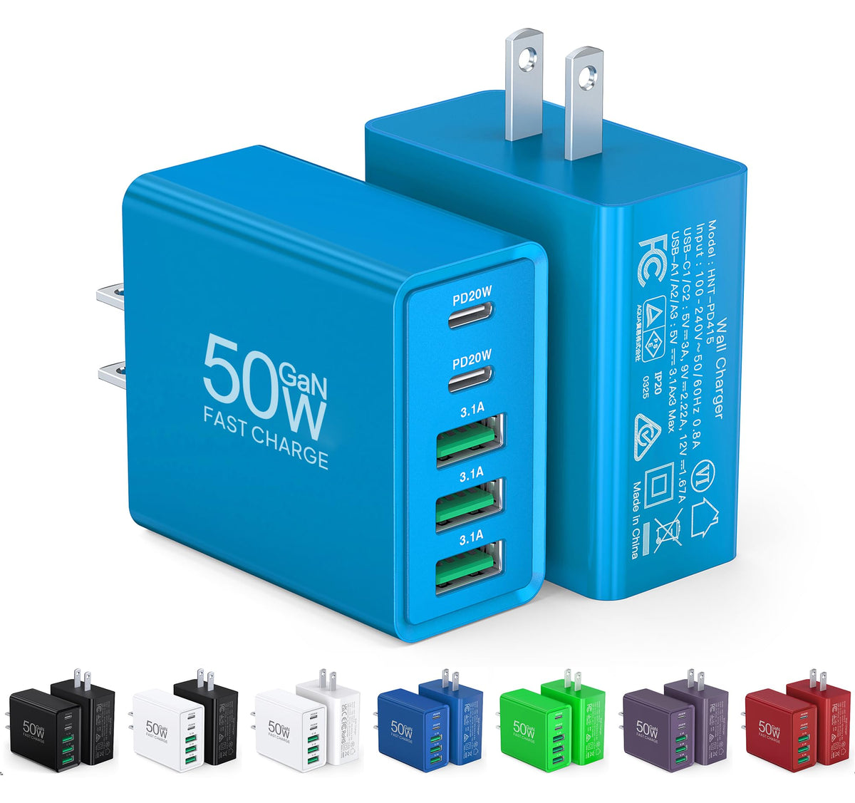 2-Pack USB-C Wall Charger Fast Charging Adapter