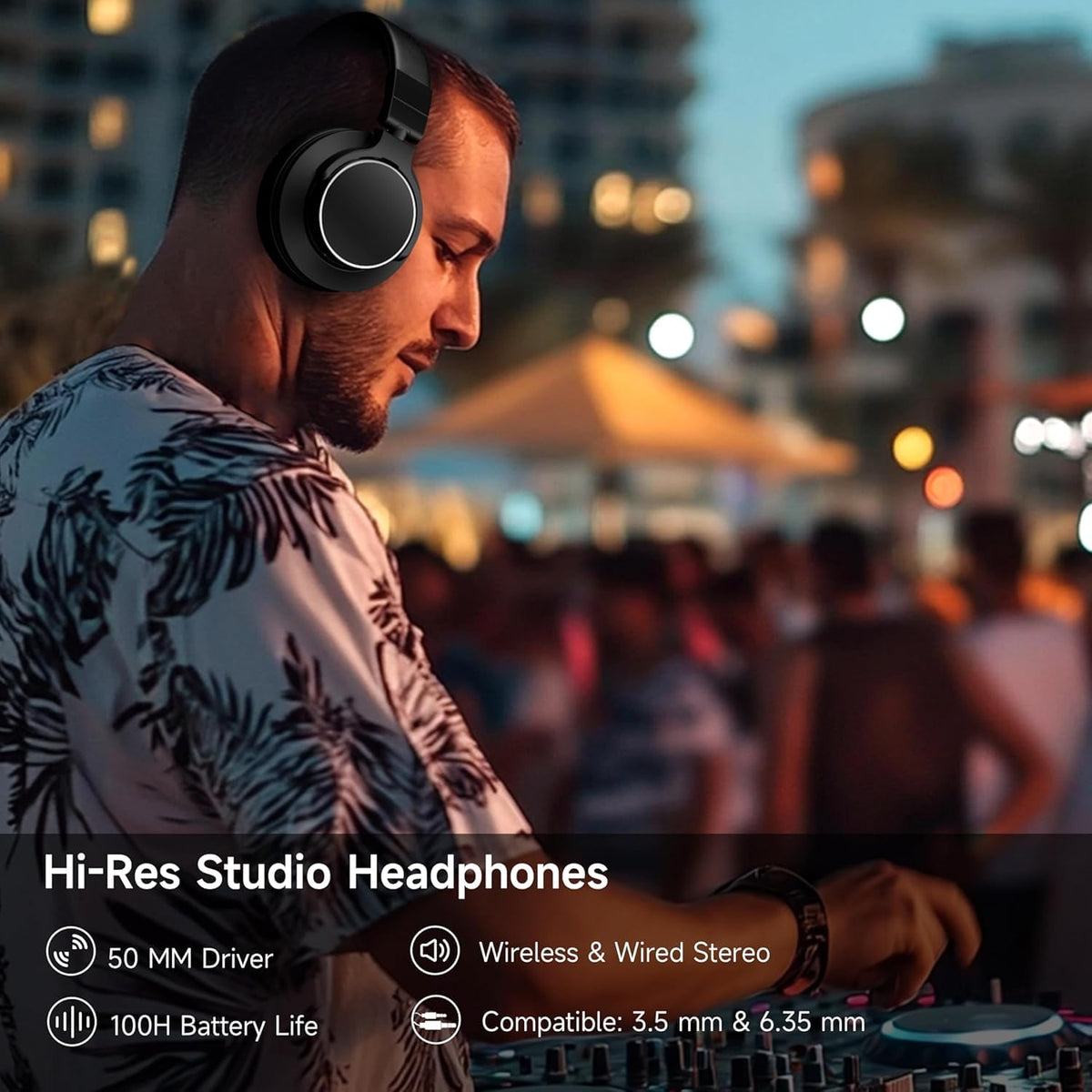Techowl Bluetooth Studio DJ Headphones with 100H Playtime