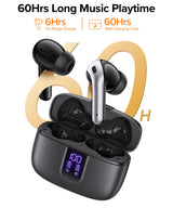 TAGRY True Wireless Earbuds with LED 60H Charging Case