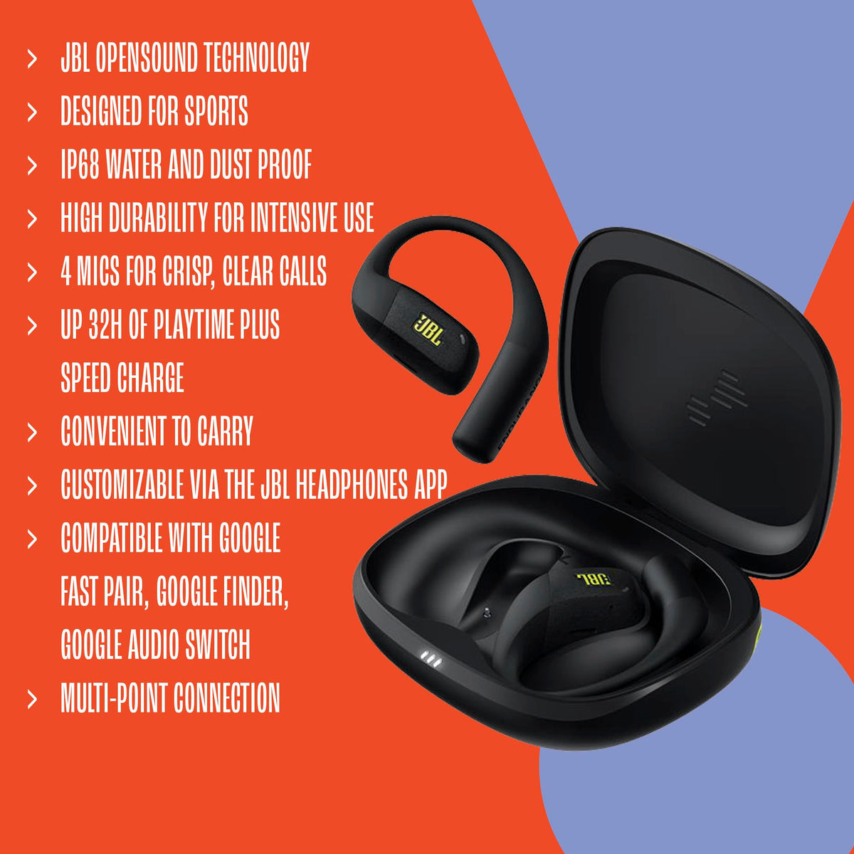 JBL Endurance Zone Open-Ear Sports Earbuds with Mic