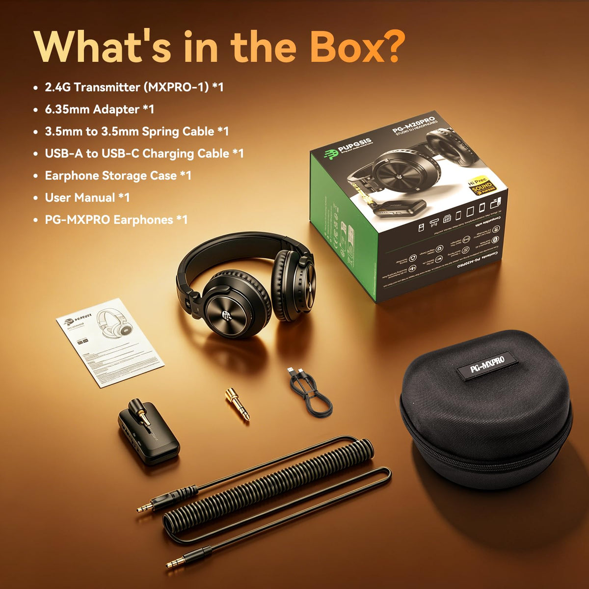PUPGSIS Low-Latency Wireless DJ Headphones for Mixing
