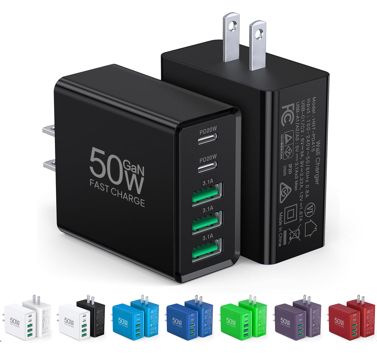 2-Pack USB-C Wall Charger Fast Charging Adapter
