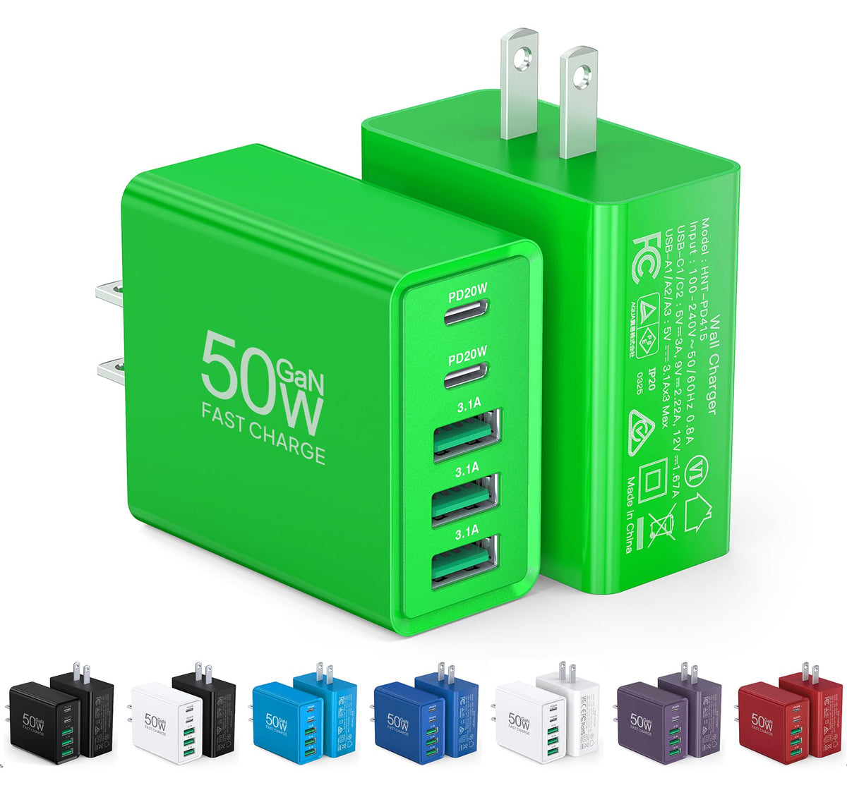 2-Pack USB-C Wall Charger Fast Charging Adapter