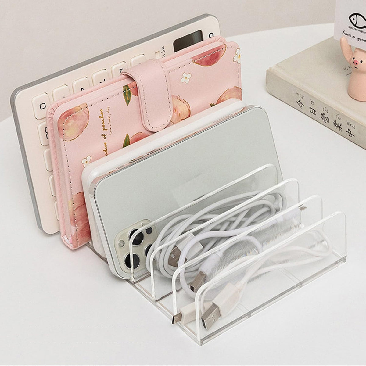 14-Slot Clear Acrylic Multi-Device Organizer Dock