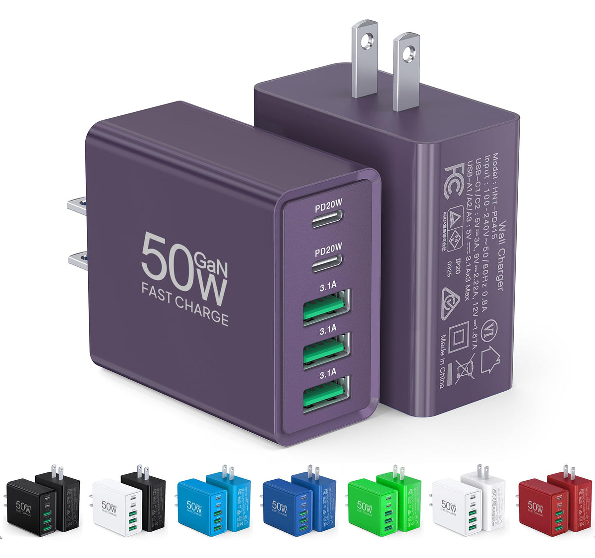 2-Pack USB-C Wall Charger Fast Charging Adapter