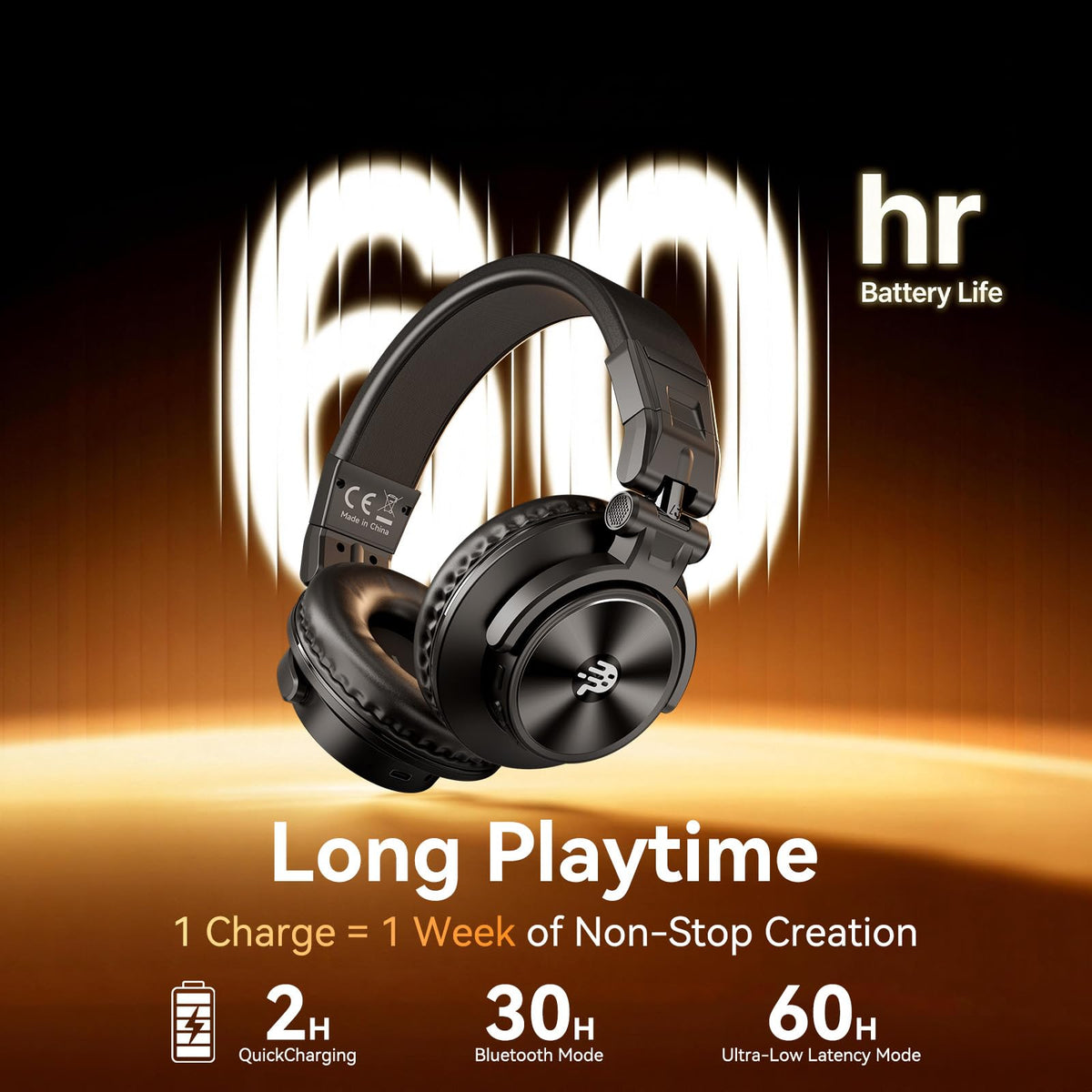 PUPGSIS Low-Latency Wireless DJ Headphones for Mixing