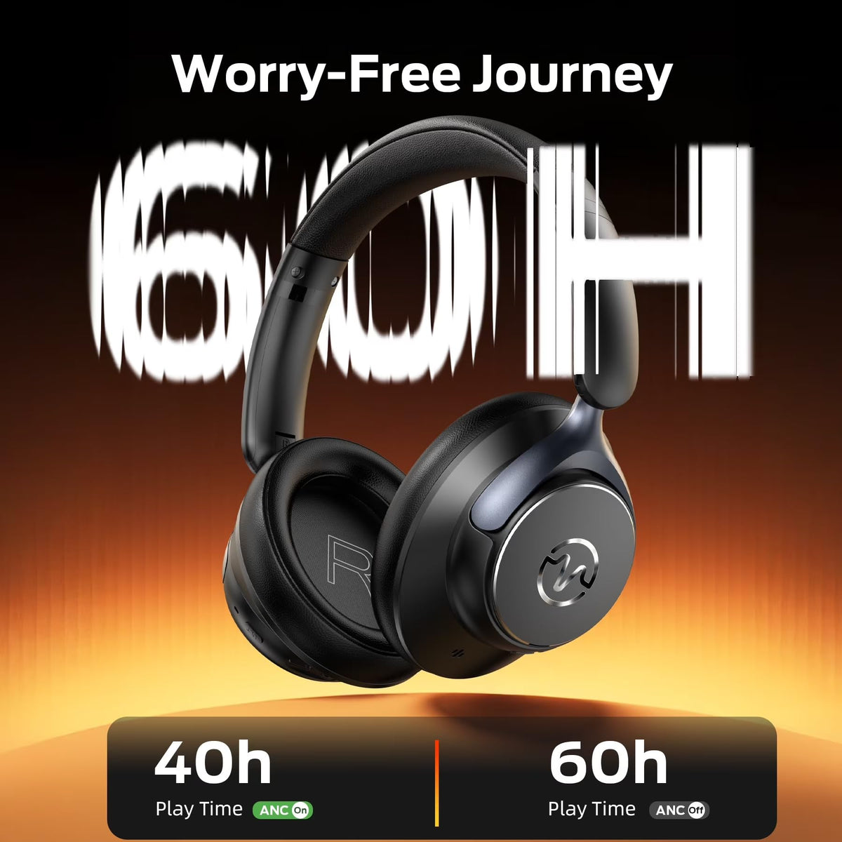 Bluetooth 6.0 ANC Over-Ear Headphones 60H Playtime