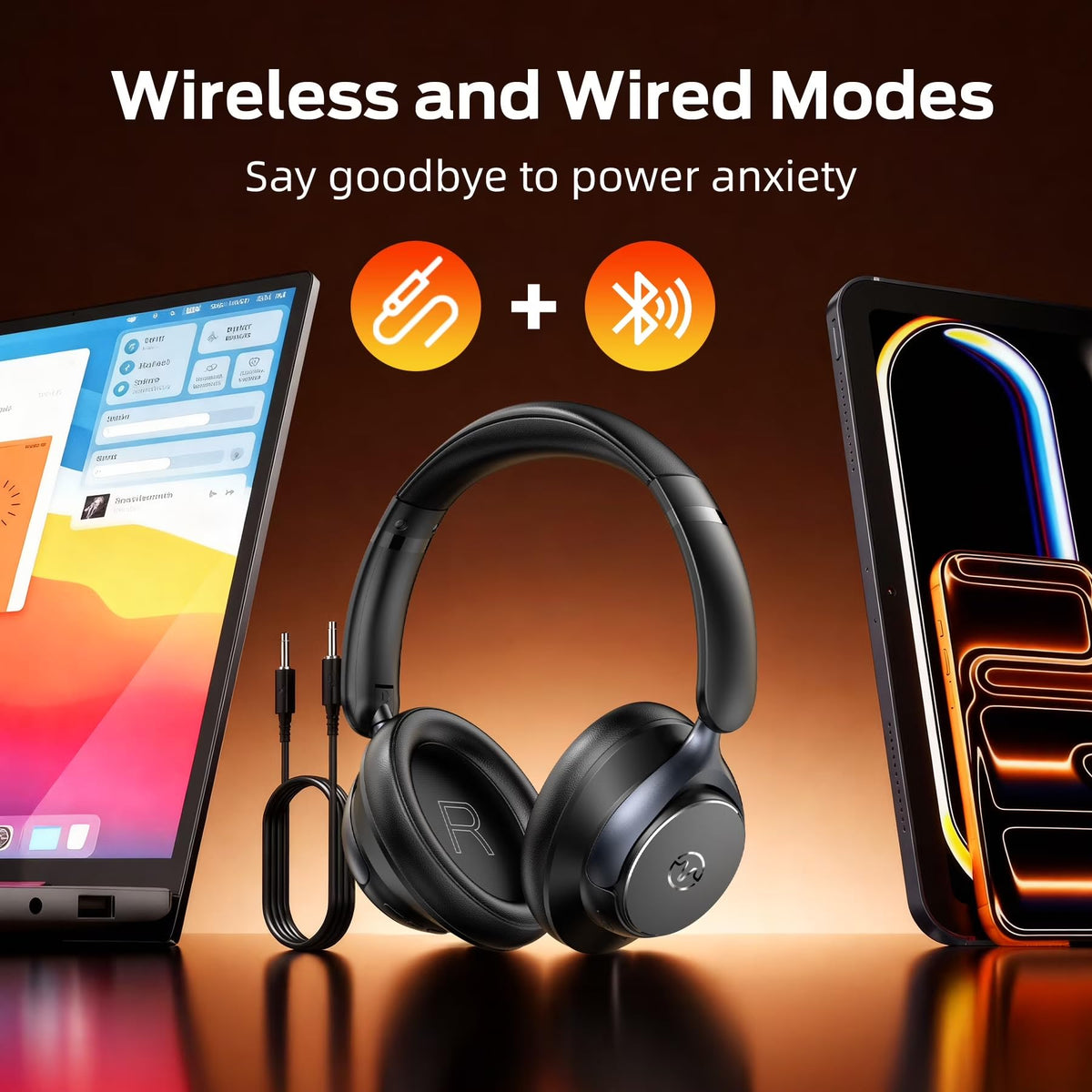 Bluetooth 6.0 ANC Over-Ear Headphones 60H Playtime