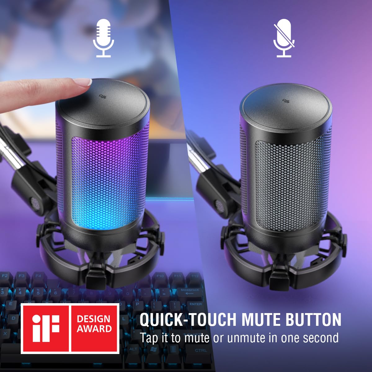 FIFINE Podcast Mic Set with RGB Gaming Headset & Boom Arm