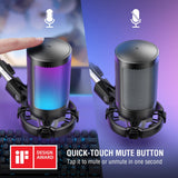 FIFINE Podcast Mic Set with RGB Gaming Headset & Boom Arm