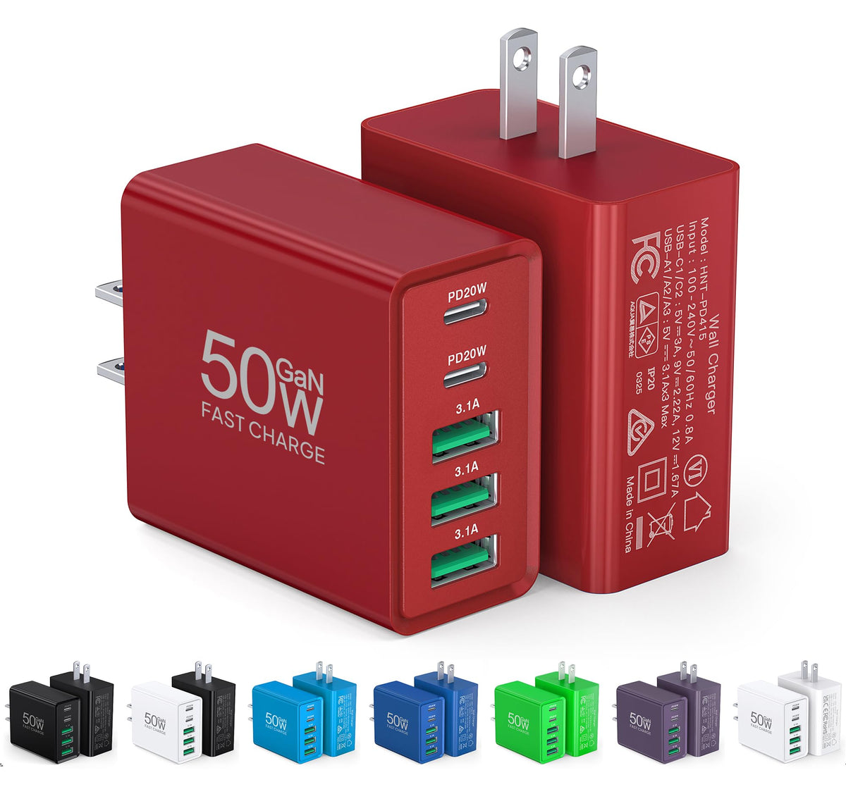 2-Pack USB-C Wall Charger Fast Charging Adapter