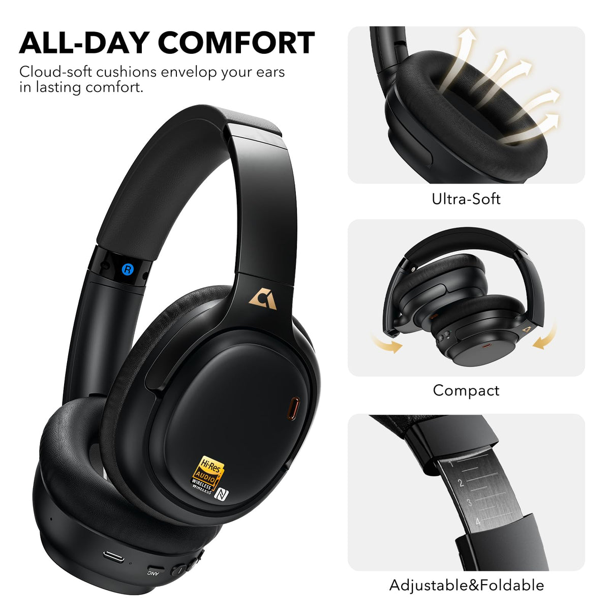 1Mii E700 Hybrid ANC Bluetooth Headphones with LDAC