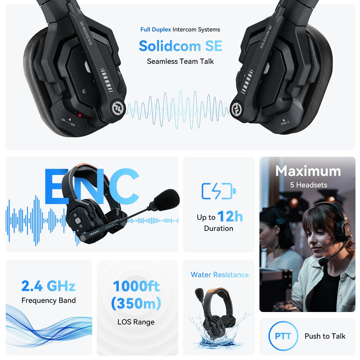 Hollyland Solidcom SE ENC Wireless Intercom Headset