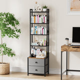 5-Tier CD/DVD Storage Rack with Drawer and Book Stoppers