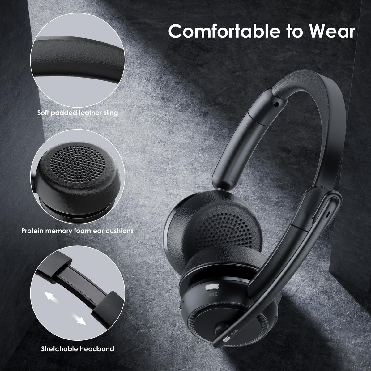 Angteela Bluetooth 5.4 ANC/ENC Work Headset with Dongle