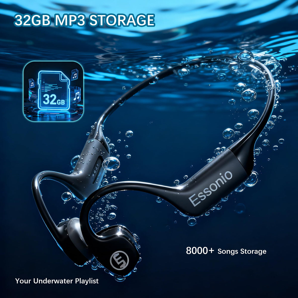 Essonio IP68 Bone Conduction Swimming Headphones