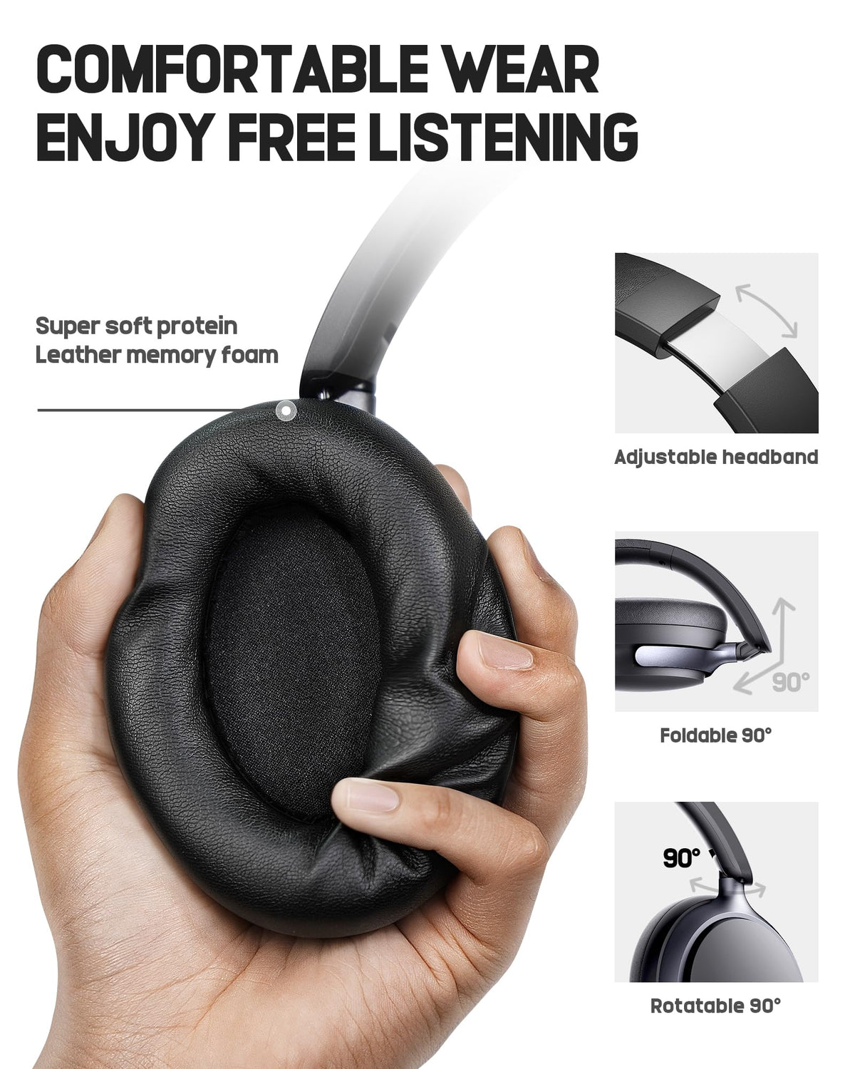 Luminthra Hybrid ANC Bluetooth 5.4 Headphones 80H Playtime
