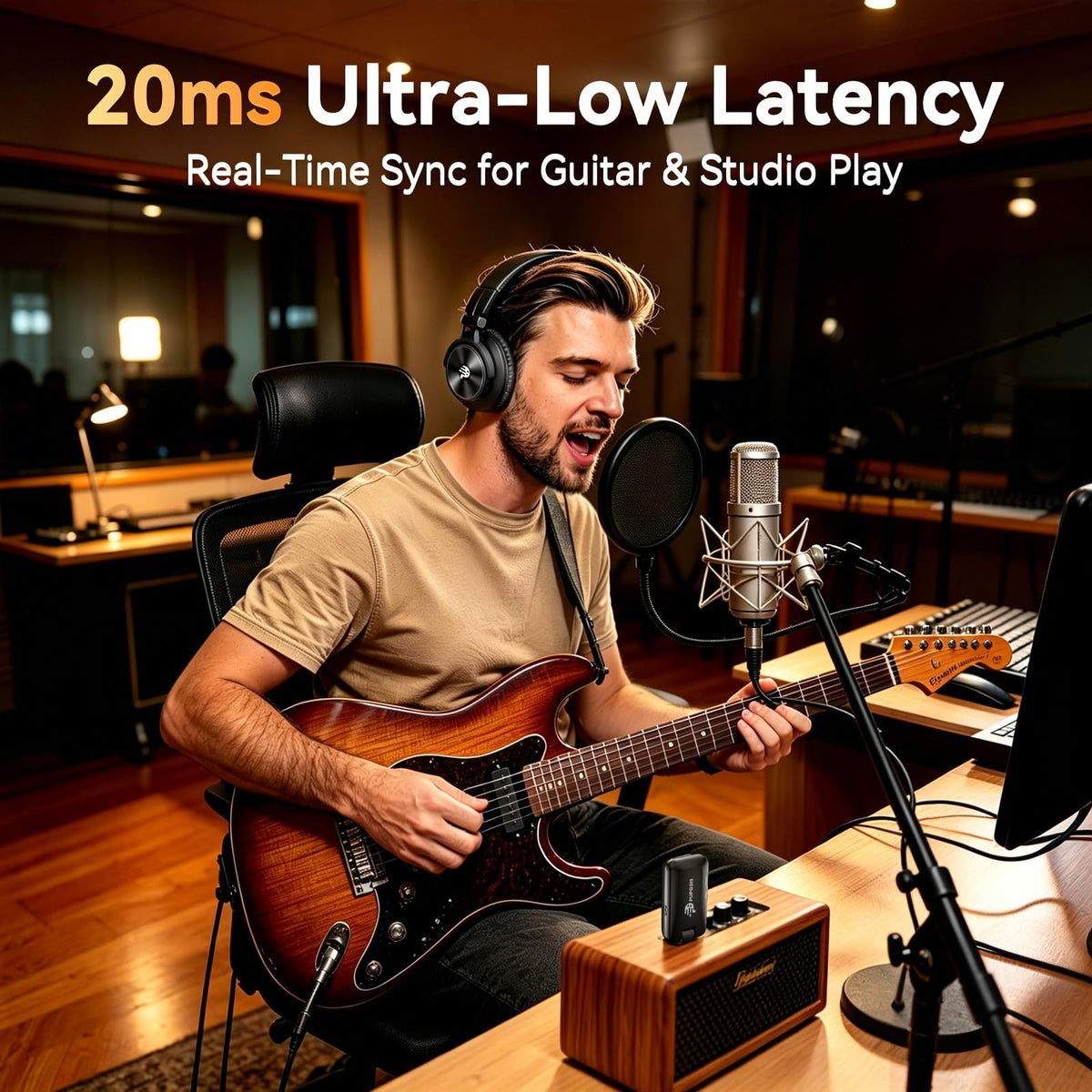 PUPGSIS Low-Latency Wireless DJ Headphones for Mixing