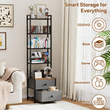 5-Tier CD/DVD Storage Rack with Drawer and Book Stoppers