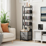 5-Tier CD/DVD Storage Rack with Drawer and Book Stoppers